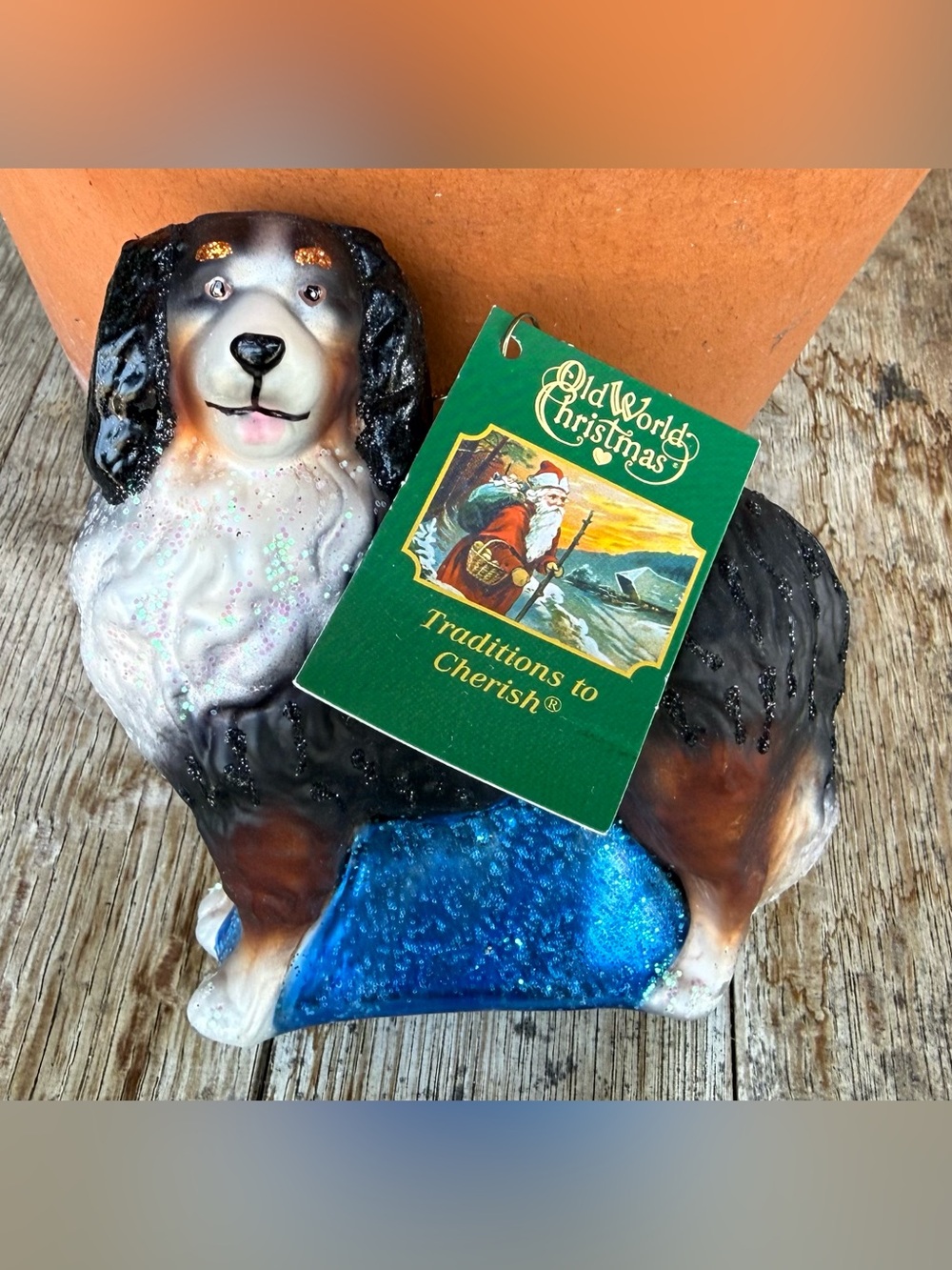 Old World Hand Blown Glass Christmas Ornament Bernese Mountain Dog